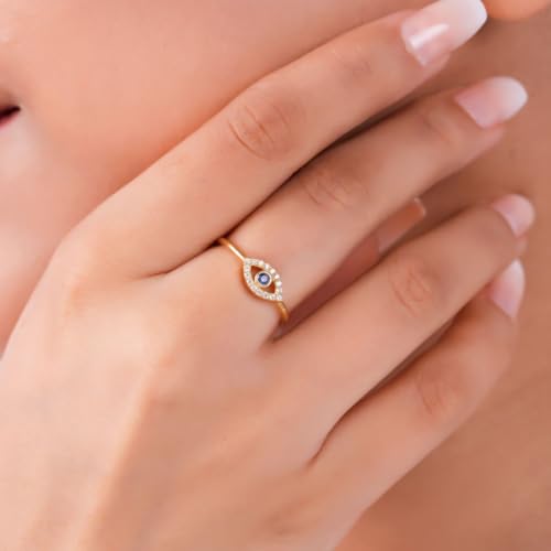 ZAVYA 925 Sterling Silver Evil Eye Gold Plated Ring | Gifts For Women And Girls | With Certificate of Authenticity and 925 Hallmark - Image 3