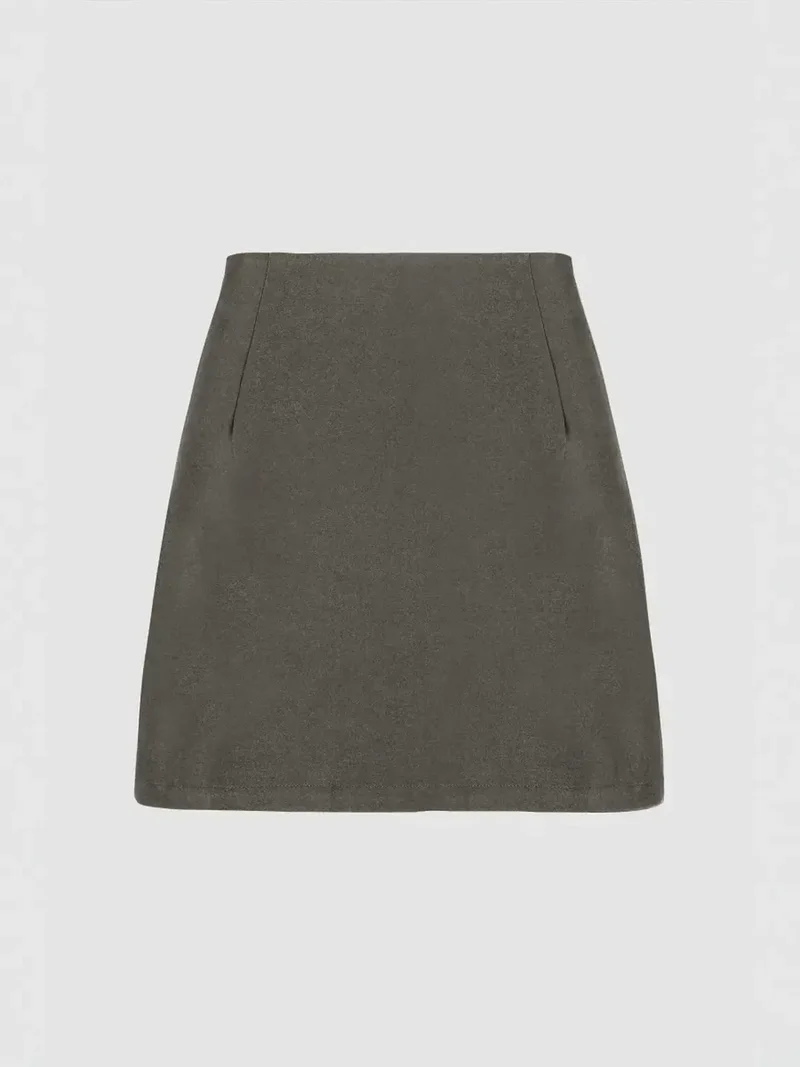 HICCUP Grey High-Waist Side-Slit Skirt for Women | Best Price UAE