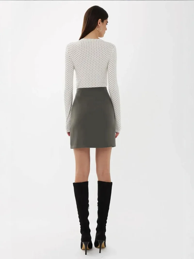 HICCUP Grey High-Waist Side-Slit Skirt for Women | Best Price UAE