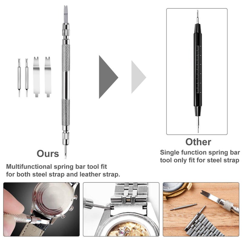 anezus طقم إصلاح الساعات، 187 قطعة طقم أدوات الساعات مع أدوات إزالة دبابيس روابط الساعات وأدوات إزالة ظهر الساعة لإزالة حزام الساعة، استبدال بطارية الساعة، ضبط حزام الساعة، إصلاح الساعة - Image 5
