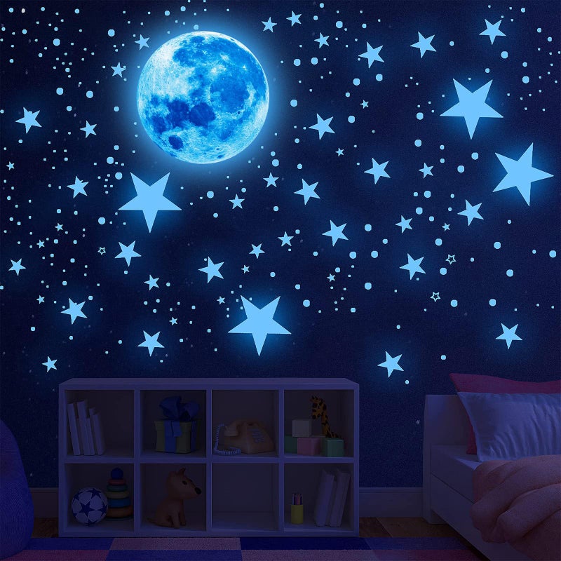 Glow in The Dark StarsGlowing Stars and Moon Wall Decals 1088 Pcs Ceiling Stars Glow in The Dark Kids Room Wall Decor Perfect for Kids Nursery Bedroom Living Room