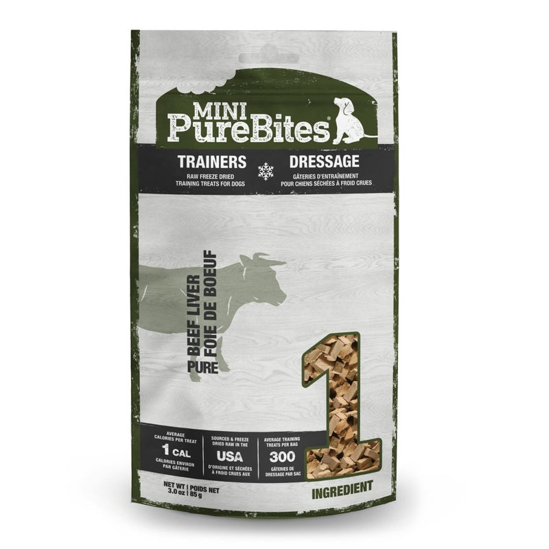 PureBites Mini Beef Freeze Dried Dog Treats, 1 Ingredient, Made in USA, 3oz - Image 1