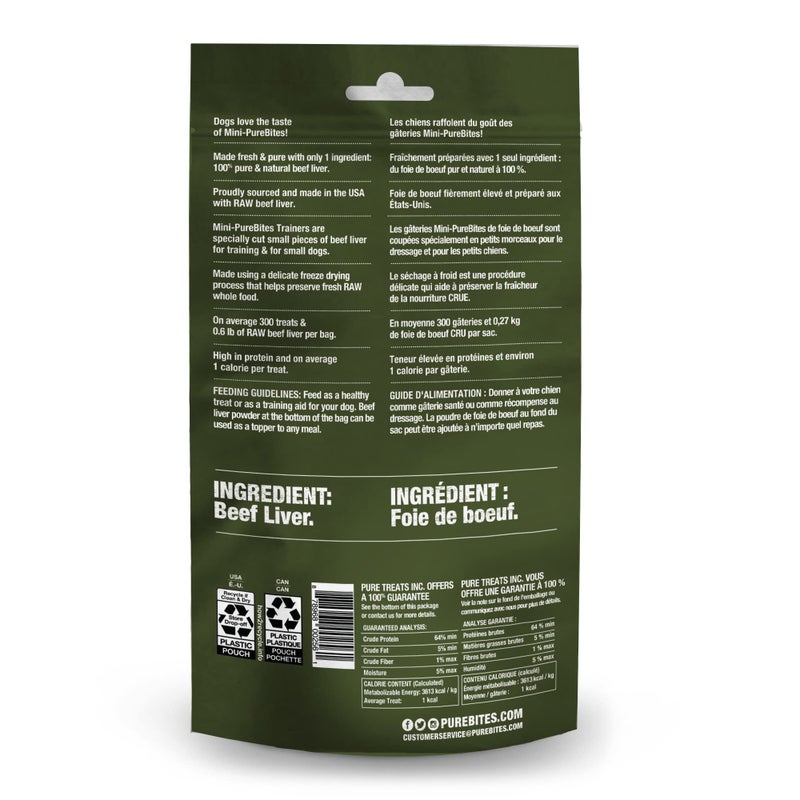 PureBites Mini Beef Freeze Dried Dog Treats, 1 Ingredient, Made in USA, 3oz - Image 2