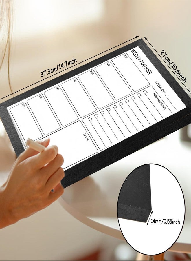 TORASO لوحة بيضاء قابلة للمسح الجاف، لوحة تقويم أسبوعية، لوحة بيضاء مغناطيسية للجدار، لوحة رسائل بإطار أسود من الخشب الصلب مقاس 10.6 بوصة × 14.6 بوصة، لوحة تخطيط للمكتب والمنزل والمدرسة (أسبوعي-BB-BK-2737) - Image 3