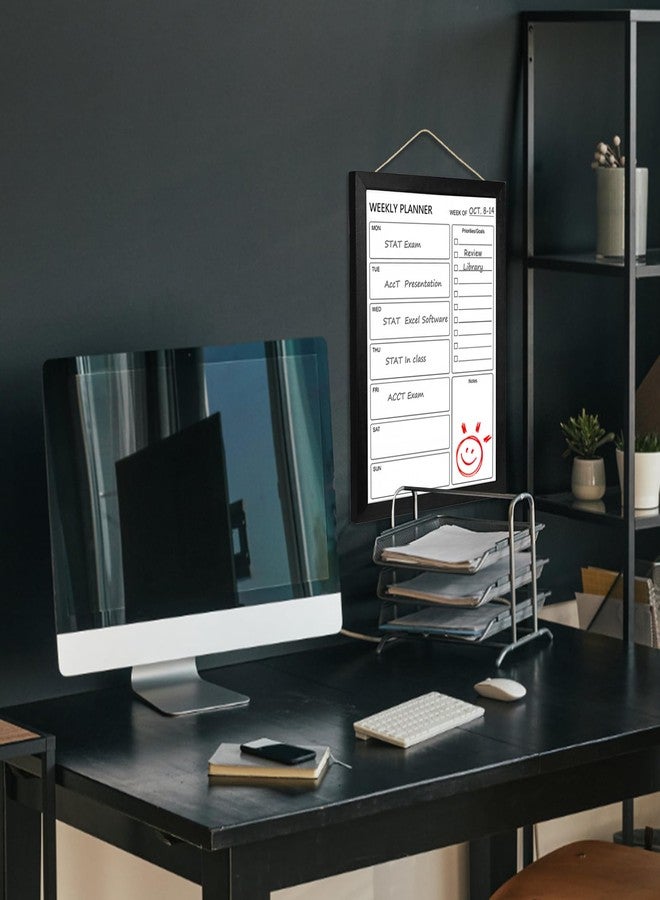 TORASO لوحة بيضاء قابلة للمسح الجاف، لوحة تقويم أسبوعية، لوحة بيضاء مغناطيسية للجدار، لوحة رسائل بإطار أسود من الخشب الصلب مقاس 10.6 بوصة × 14.6 بوصة، لوحة تخطيط للمكتب والمنزل والمدرسة (أسبوعي-BB-BK-2737) - Image 5