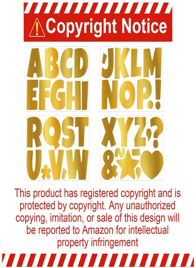 Timenued 390 PCS Bulletin Board 40 Sheets Letters Large Letter Stickers Vinyl Waterproof Self-Adhesive Alphabet Sticker Letters for Poster Board Display Classroom School Mailbox Home Decor (4 Inch, Gold) - Image 3