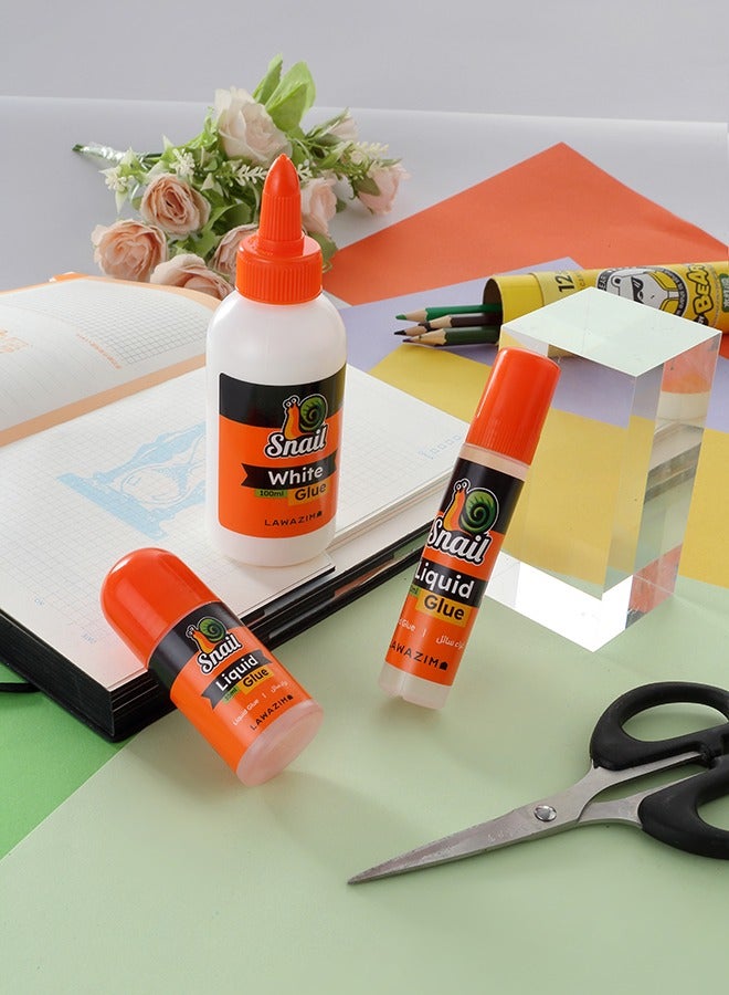 لوازم غراء أبيض (30 مل + 100 مل + 35 مل) غراء سائل 3 قطع | مناسب لتزيين الملابس والأحذية والأقمشة بالترتر والخرز، غراء قوي برأس دقيق - Image 3