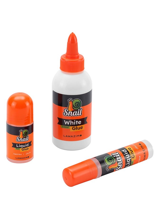 لوازم غراء أبيض (30 مل + 100 مل + 35 مل) غراء سائل 3 قطع | مناسب لتزيين الملابس والأحذية والأقمشة بالترتر والخرز، غراء قوي برأس دقيق - Image 2