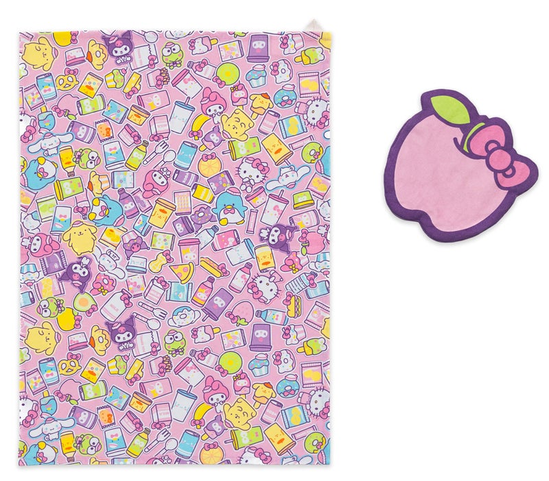 Handstand Kitchen Hello Kitty and Friends Snack Shop Print Cotton Kitchen Towel and Apple Shaped Potholder Set - Image 4