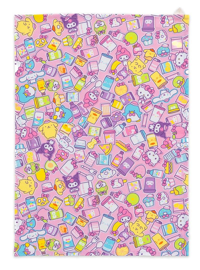 Handstand Kitchen Hello Kitty and Friends Snack Shop Print Cotton Kitchen Towel and Apple Shaped Potholder Set - Image 2