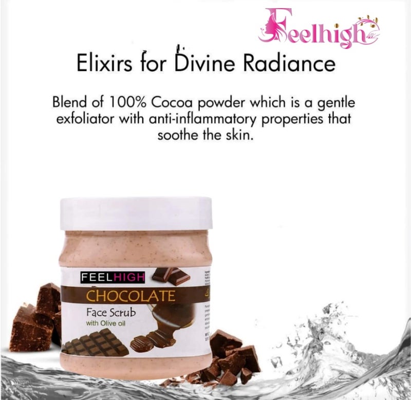 FEELHIGH Face and Body Papaya Scrub Enriched with Papaya ExtractVitamin E And Aloevera Extract 500ml And Chocolate Face Scrub Enriched with Oil Olive Smoothing scrub 500ml - Image 3