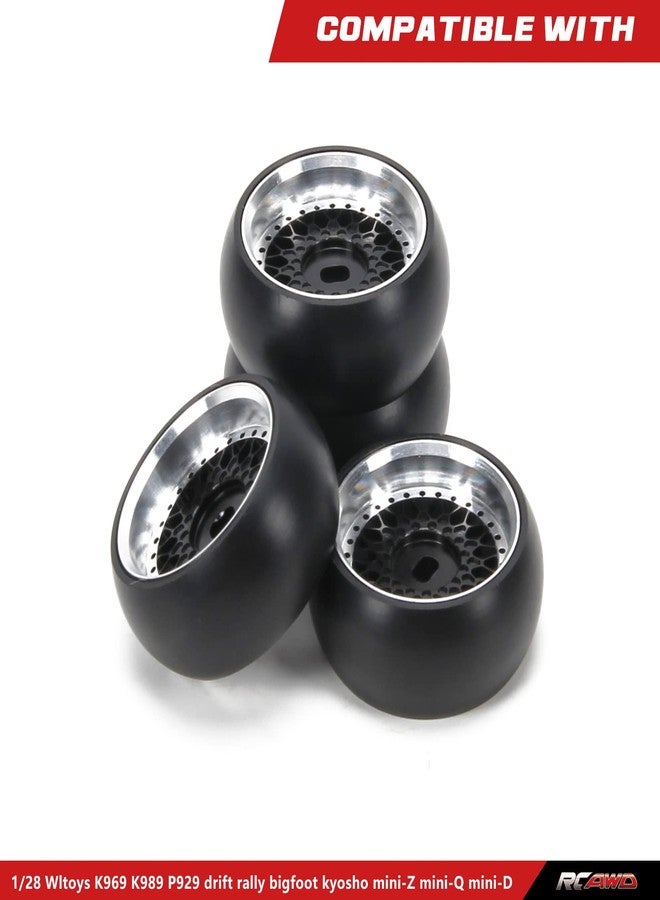 RCAWD RC Wheels Rims and Tires for 1/28 Wltoys Mini-Z, Mini-Q, Mini-D Kyosho, K969 K989 P929 Drift Rally Upgrades, Sun-Type, No More Glue RC Wheel Parts 25mm Diam Black - Image 2