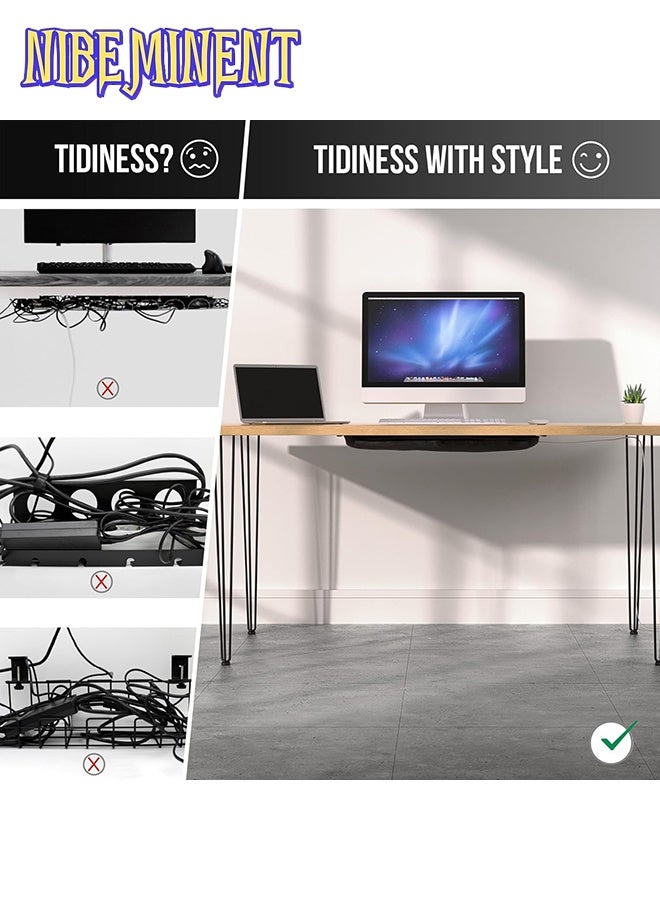 NIBEMINENT Under Desk Cable Management Net, 29PCS Under Table Cord Management Mesh Organizer Flexible Wire Hiders, Extra Large Capacity Wire Management Kit Under Desk, Fits Most Tables - Image 5