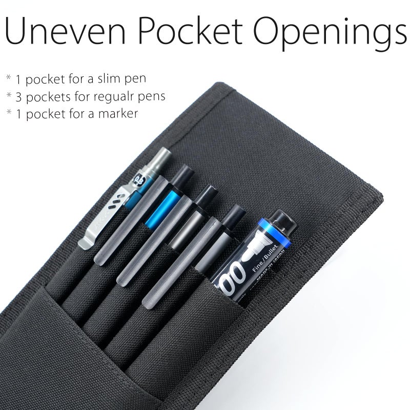 diodrio Pen Holder, Pencil Holder, Pen Sleeve Case for Hard Cover Journals, Notebooks, Books, Binders, Hold Multi Pens Pencils Rulers Durable Fabrics, Detachable, Elastic Band. Black. - Image 5