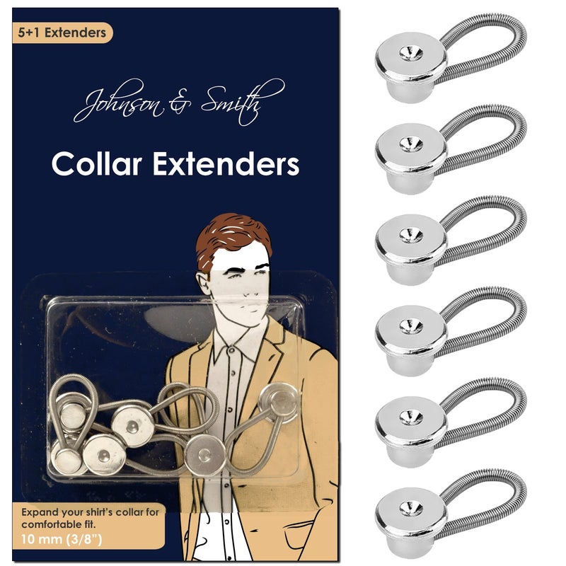 Johnson Smith Johnson & Smith Collar Extenders/Neck Extender/Wonder Button for 1/2 Size Expansion of Men Dress Shirts, 5 +1 Pack, 3/8" - Image 1