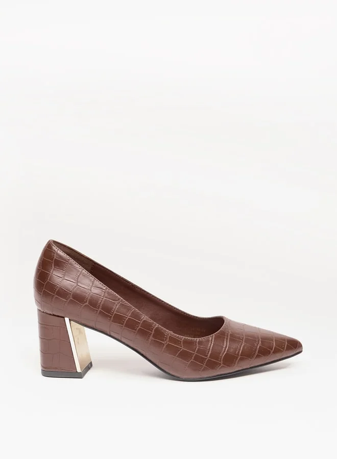 سيليست Women's Textured Slip-On Shoes with Block Heels