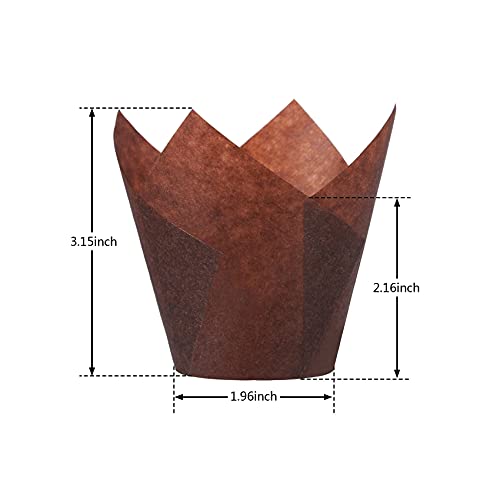 Taoxi 200pcs Tulip Cupcake Liners, Standard Greaseproof Paper Baking Cups Muffin Liners Holders Perfect for Bridal Showers, Baby Showers, Birthday Parties, Banquets, and Catering Events (Natural) - Image 2