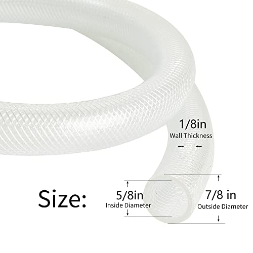Geowaky 5/8 بوصة ID × 7/8 بوصة OD - 25 قدم خرطوم بلاستيكي شفاف مضفر، أنبوب PVC مرن معزز عالي الضغط لنقل الماء والهواء والزيت، خالي من BPA وغير سام - Image 2