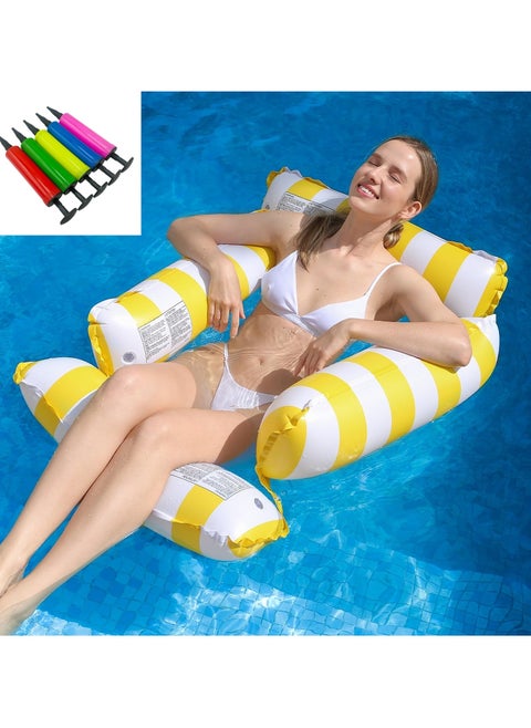 Inflatable Pool Float Chair Lounge for Adults and Kids Floating,Stripe Pattern Float Hammock for Pool Party Summer Water Fun