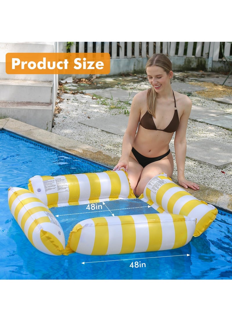 Inflatable Pool Float Chair Lounge for Adults and Kids Floating,Stripe Pattern Float Hammock for Pool Party Summer Water Fun