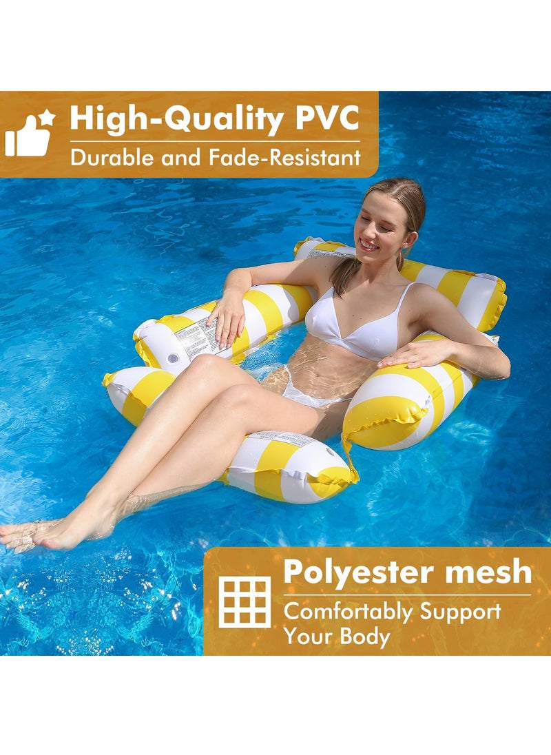 Inflatable Pool Float Chair Lounge for Adults and Kids Floating,Stripe Pattern Float Hammock for Pool Party Summer Water Fun
