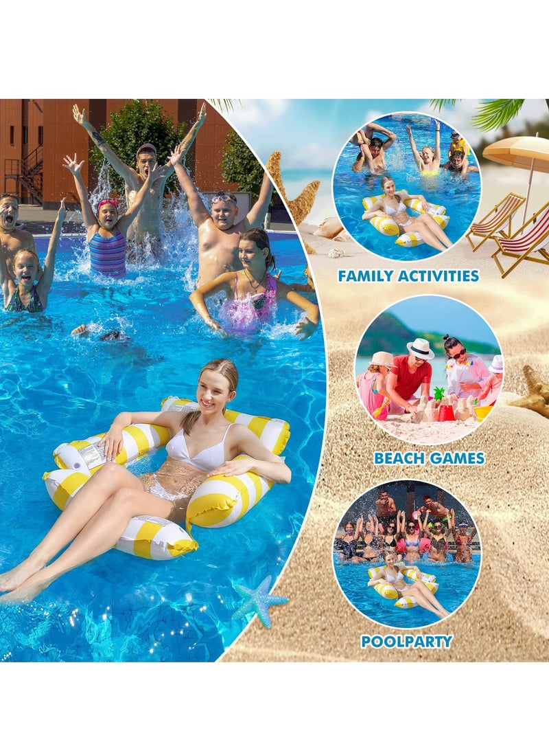 Inflatable Pool Float Chair Lounge for Adults and Kids Floating,Stripe Pattern Float Hammock for Pool Party Summer Water Fun