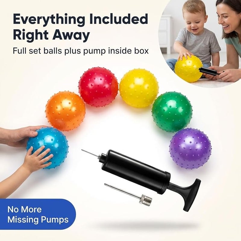 بيدوينا Bedwina Knobby Balls - Sensory Balls and Spiky Massage Stress Balls with Pump, Fun Bouncy Ball Party Favors, Stocking Stuffers for Kids, Toddlers - Image 4