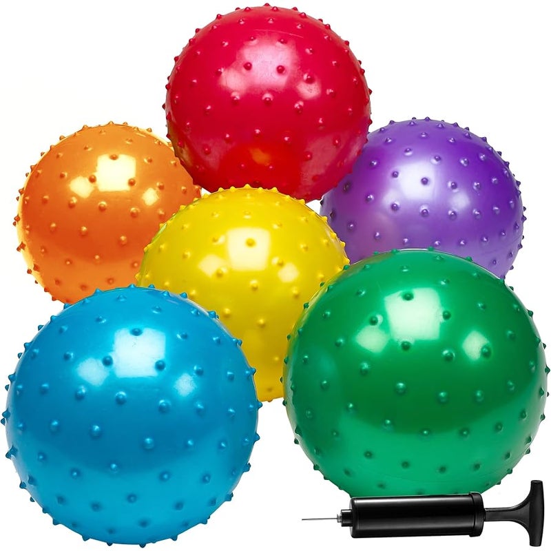 بيدوينا Bedwina Knobby Balls - Sensory Balls and Spiky Massage Stress Balls with Pump, Fun Bouncy Ball Party Favors, Stocking Stuffers for Kids, Toddlers - Image 1