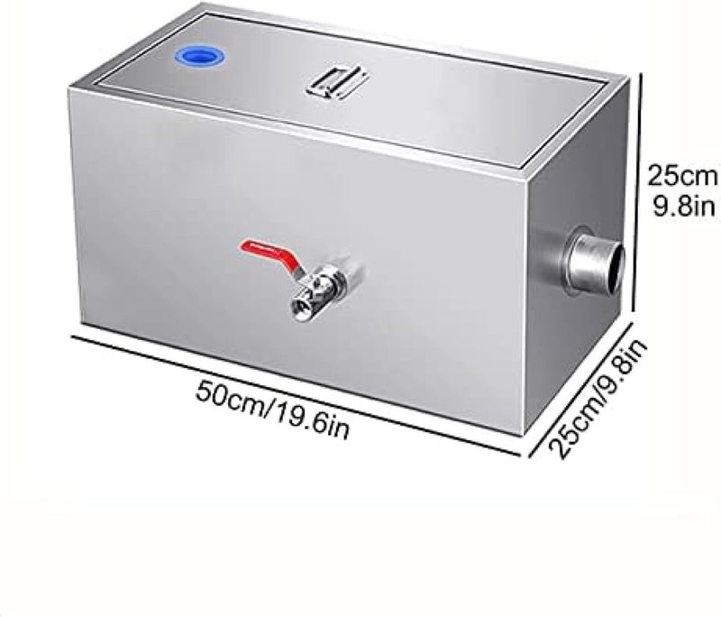 Efficient Stainless Steel Grease Trap with Removable Baffles - Ideal Waste Oil-Water Separator for Restaurant, Factory, Home Kitchen - Under Sink Grease Trap,1 hole-50x25x25cm - Image 2