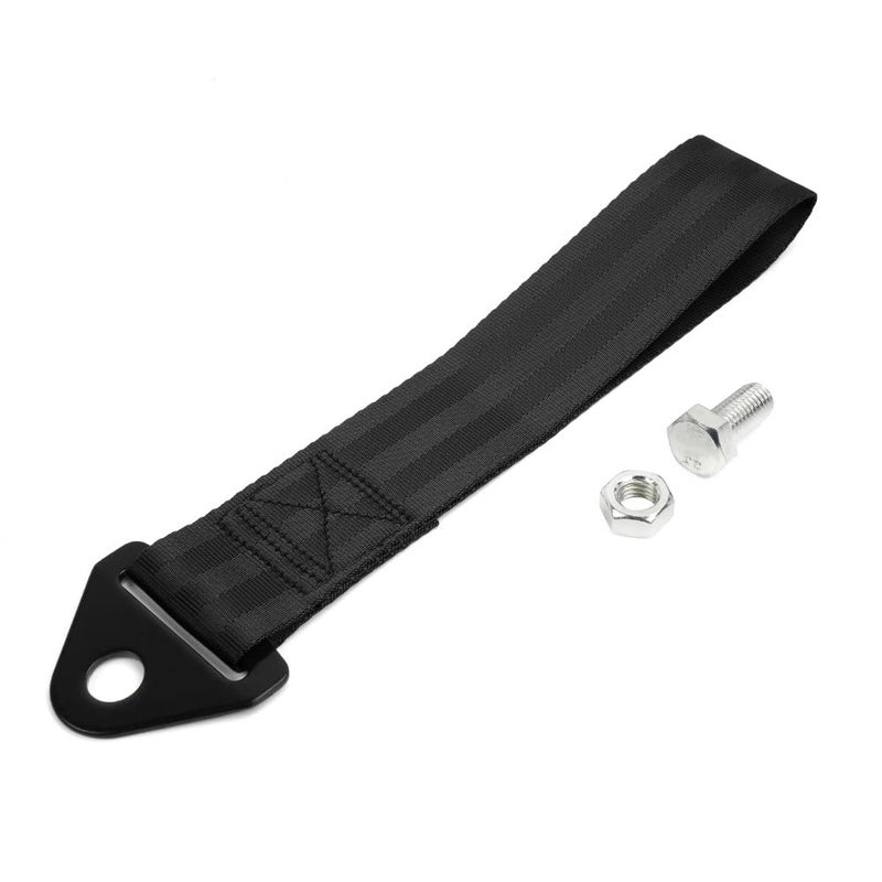 RASTP Racing Tow Strap, Car Modification Sports Trailer Belt Fit for Front or Rear Front Bumper Decorative (Black)