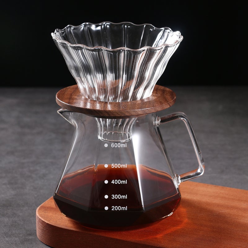Transparent Color Borosilicate Glass Diamond Coffee Pot V60 Filter Cup Set Heat-Resistant Cloud Pot Fair Cup - Image 2