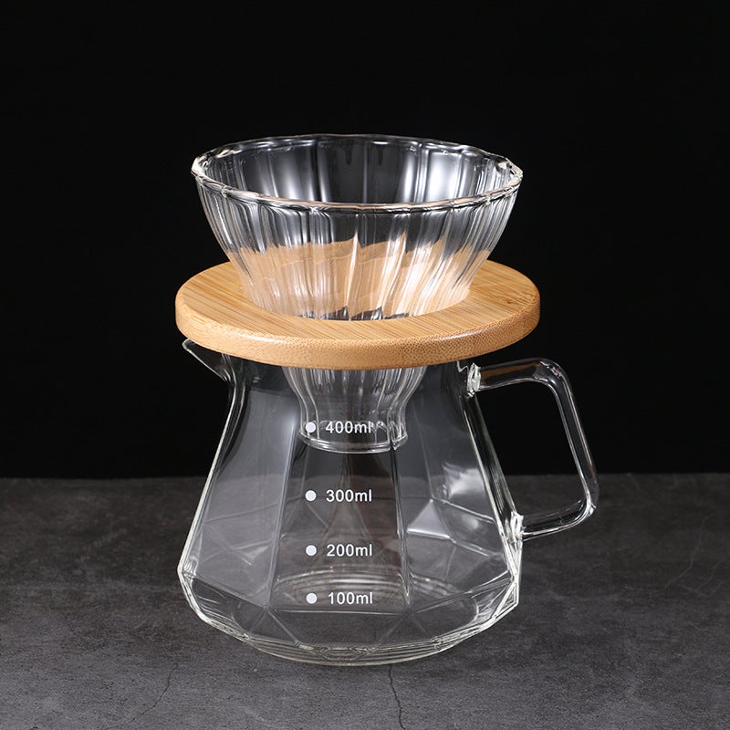 Transparent Color Borosilicate Glass Diamond Coffee Pot V60 Filter Cup Set Heat-Resistant Cloud Pot Fair Cup - Image 1