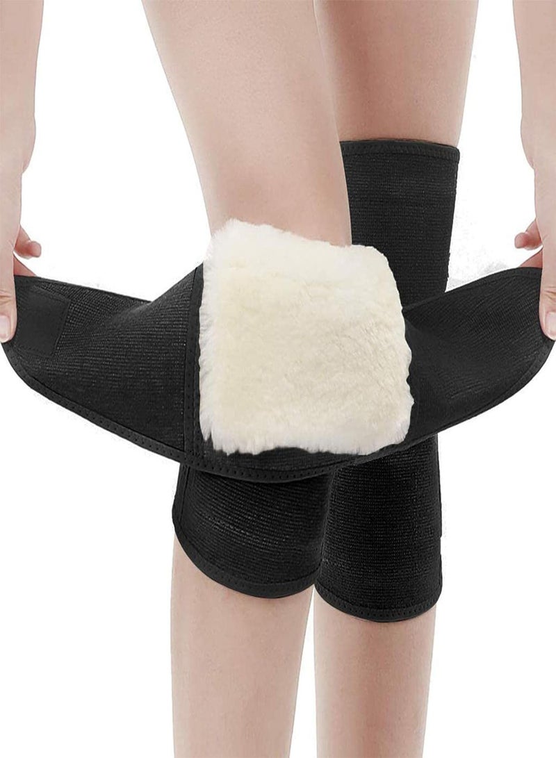 GGOOT Wool Knee Warmers | Thicken Wool Knee Brace,Plush Knee Warmers Winter Knee Guard Wool Lamb Fleece Kneepads Leg Warmer for Running Cycling Hiking - Image 1