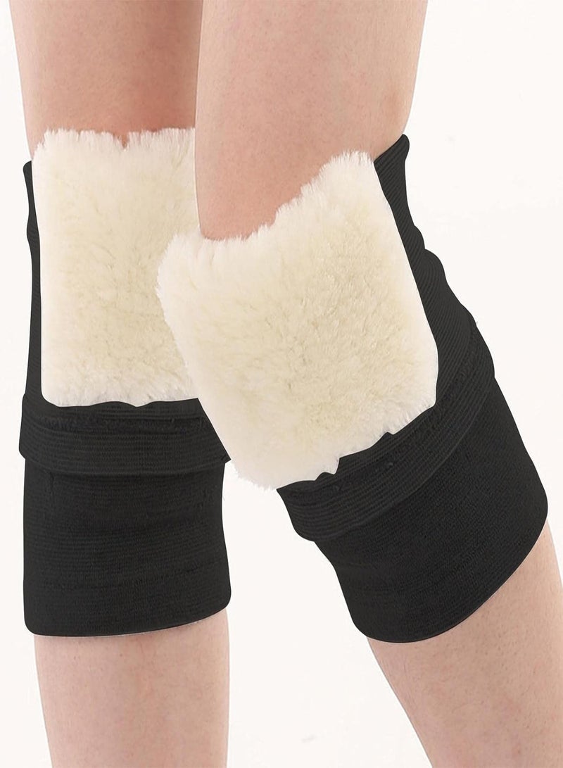 GGOOT Wool Knee Warmers | Thicken Wool Knee Brace,Plush Knee Warmers Winter Knee Guard Wool Lamb Fleece Kneepads Leg Warmer for Running Cycling Hiking - Image 5
