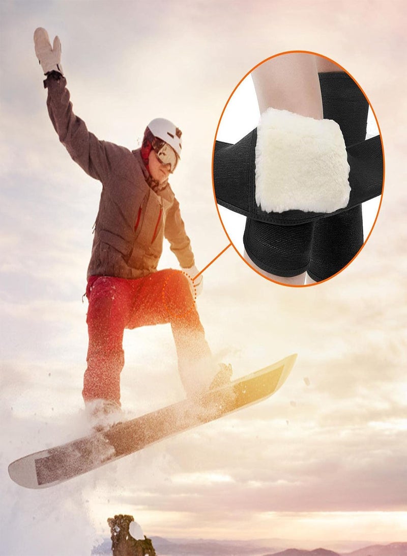 GGOOT Wool Knee Warmers | Thicken Wool Knee Brace,Plush Knee Warmers Winter Knee Guard Wool Lamb Fleece Kneepads Leg Warmer for Running Cycling Hiking - Image 2