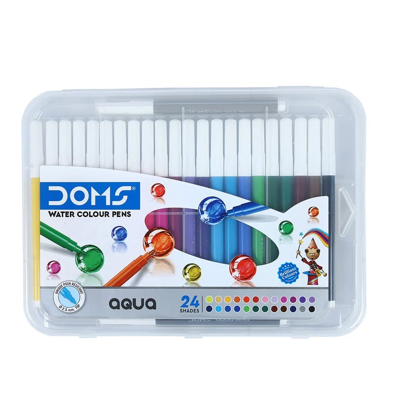 DOMS Doms Aqua 24 Shades Watercolour Sketch Pen Set | Unique Push Resistant Tip With Bright & Intense Colors | Non-Toxic & Safe For Kids | Colourful Sketching, Doodling & Mandala Art | Pack of 2  - Image 1