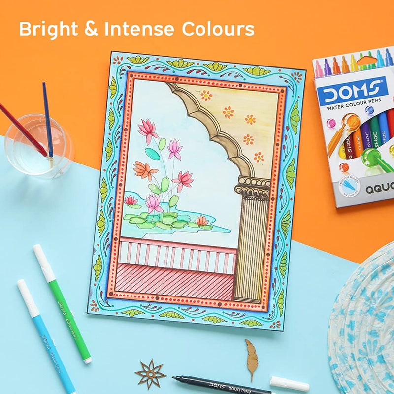 DOMS Doms Aqua 24 Shades Watercolour Sketch Pen Set | Unique Push Resistant Tip With Bright & Intense Colors | Non-Toxic & Safe For Kids | Colourful Sketching, Doodling & Mandala Art | Pack of 2  - Image 5