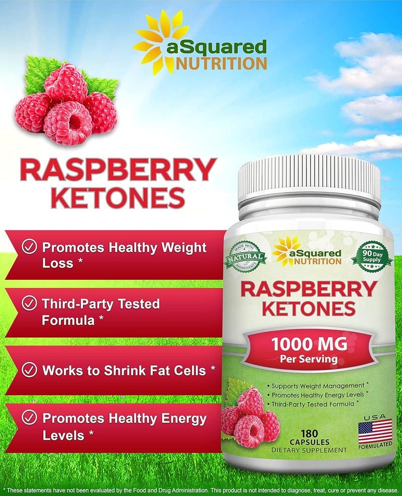 aSquared Nutrition Natural Raspberry Ketones 1000mg180 CapsulesWeight Loss Supplement Max Strength Plus Appetite Suppressant Diet Pills Premium Lean Health Powder to Boost Pure Energy  Metabolism - Image 2