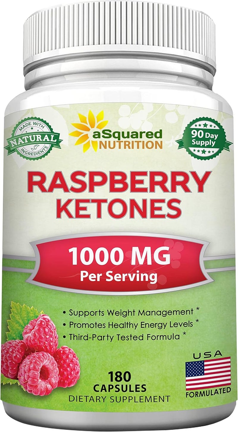 aSquared Nutrition Natural Raspberry Ketones 1000mg180 CapsulesWeight Loss Supplement Max Strength Plus Appetite Suppressant Diet Pills Premium Lean Health Powder to Boost Pure Energy  Metabolism - Image 1