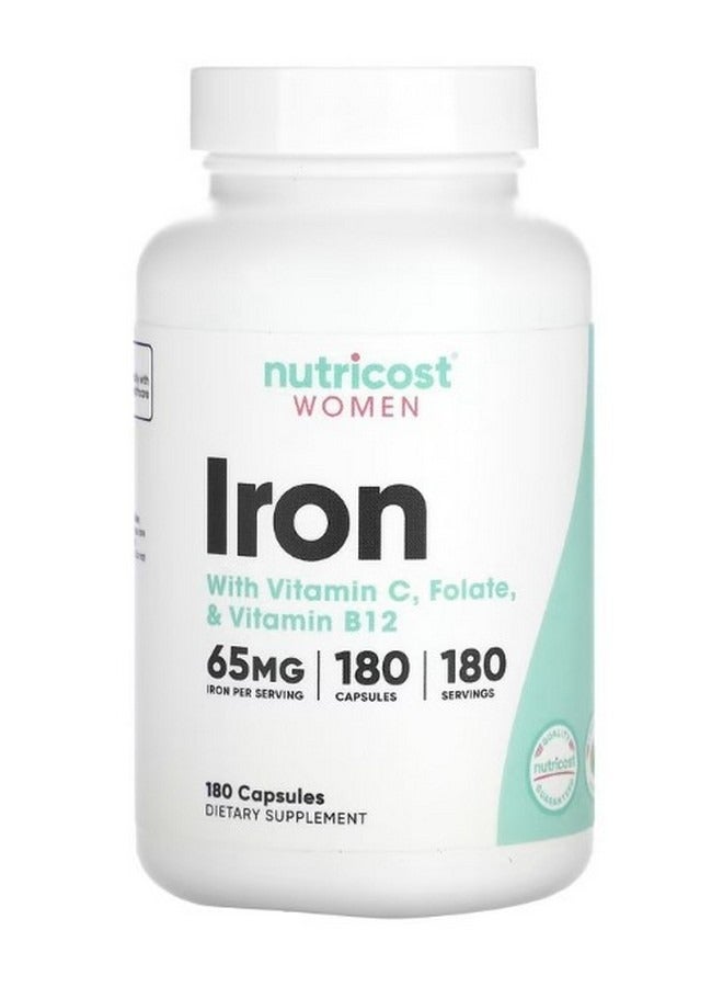 Nutricost Women Iron With Vitamin C Folate And Vitamin B12 180 Capsules - Image 1