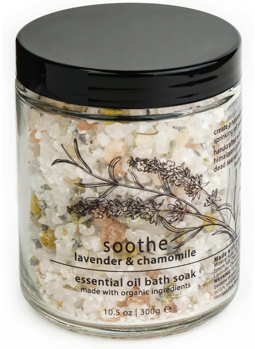 hemlock park Hemlock Park Soothe Essential Oil Bath Soak  Naturally Soothing Mineral Sea Salt and Botanicals  105 oz Jar  Lavender  Chamomile 