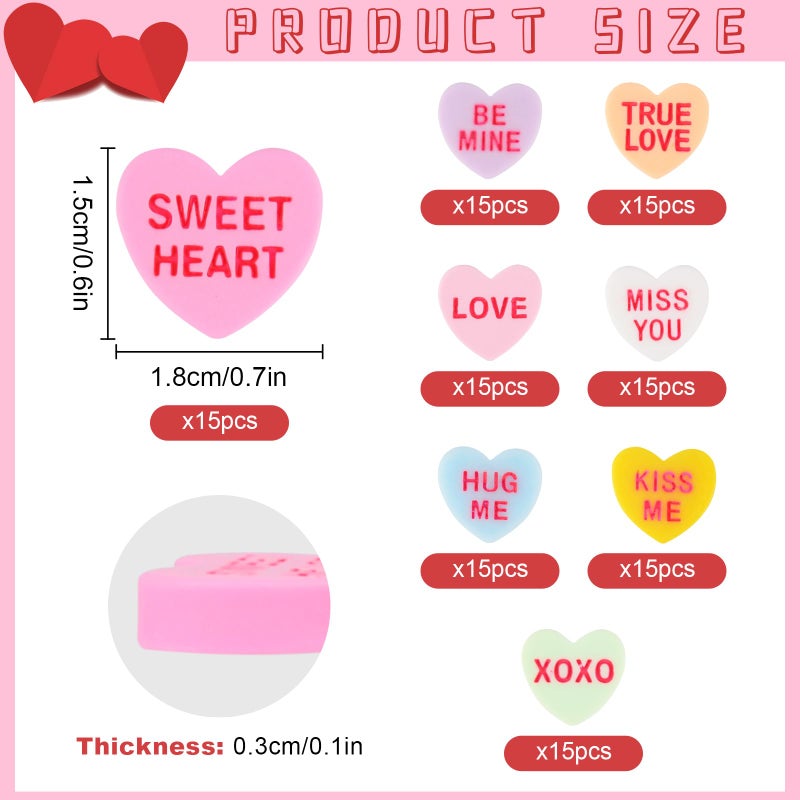 Qumenan 120 Pcs Valentine Conversation Heart Resin Pastel Candy Heart Ornaments For Table Decorations Vase Filler Valentines Wedding Home Table Party Decor(Macaron) - Image 2