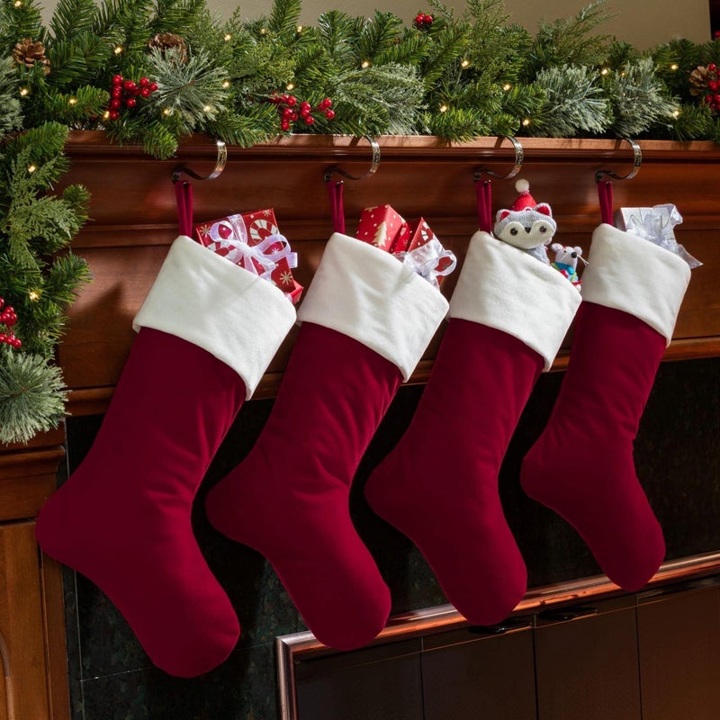Haute Decor The Original MantleClip Stocking Holder with Holly Embossed Design- 4 Pack (Antique Brass) - Christmas Stocking Hanger Adjusts to Fit Various Mantel Styles - Image 2
