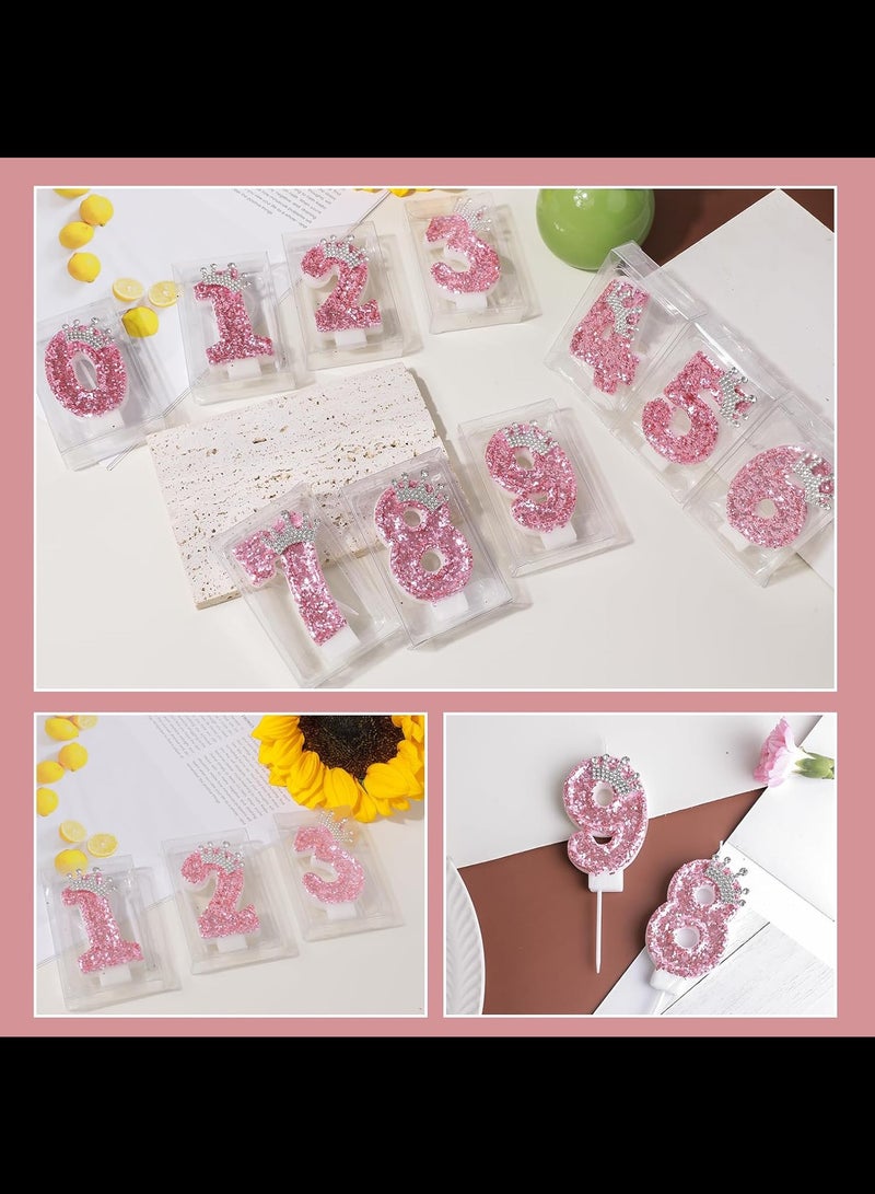 Birthday Number Candles,Pink Crown Birthday Candles for Cake , Anniversary Celebrations Supplies ,Number 8  - Image 5