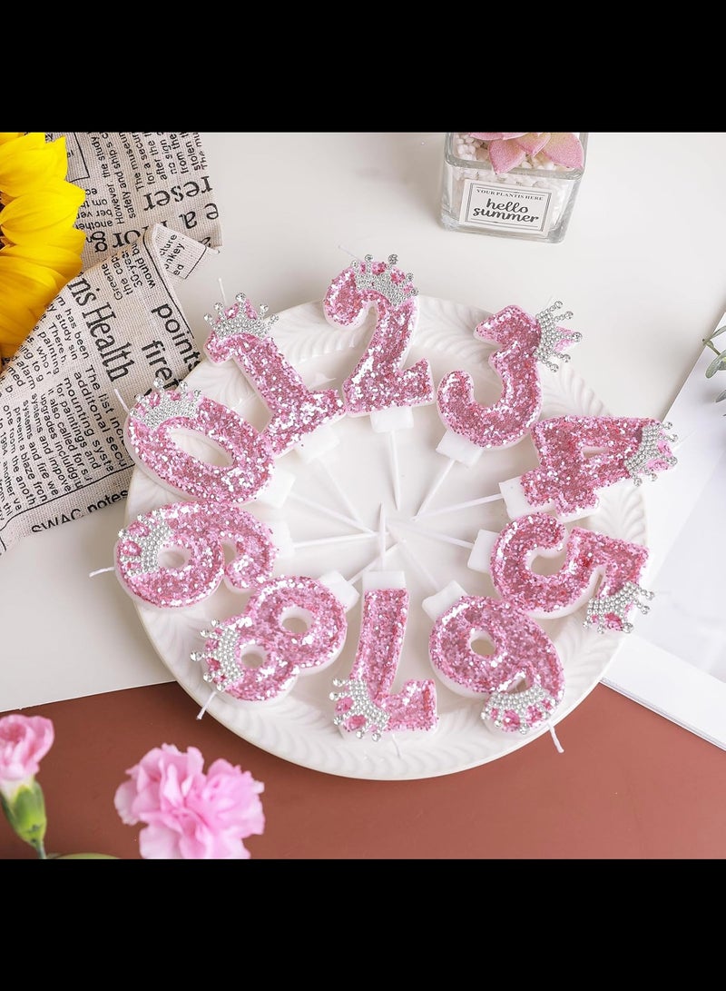 Birthday Number Candles,Pink Crown Birthday Candles for Cake , Anniversary Celebrations Supplies ,Number 8  - Image 4