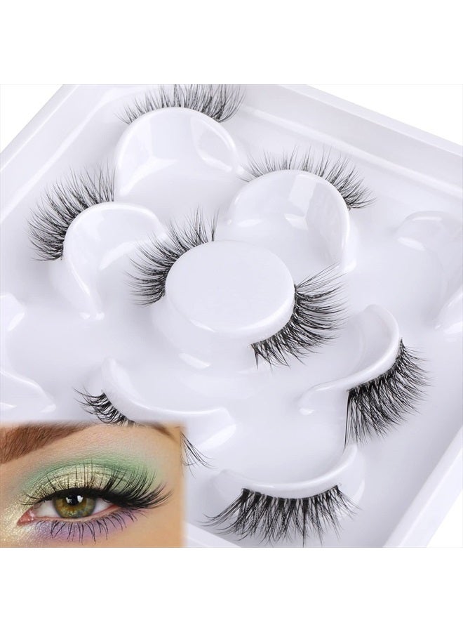 zanlufly False Eyelashes Half Lashes Natural Look Wispy Mink Lashes zanlufly Cat Eye DIY Lightweight Invisible Band Reusable Soft Handmade Lashes Pack - Image 1