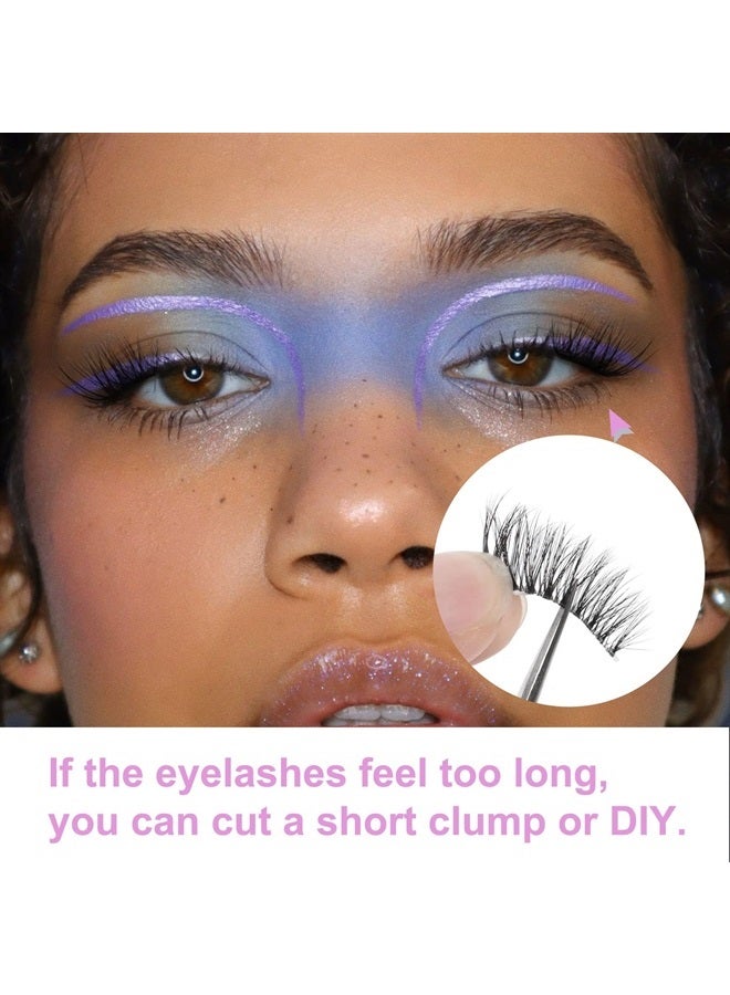 zanlufly False Eyelashes Half Lashes Natural Look Wispy Mink Lashes zanlufly Cat Eye DIY Lightweight Invisible Band Reusable Soft Handmade Lashes Pack - Image 3
