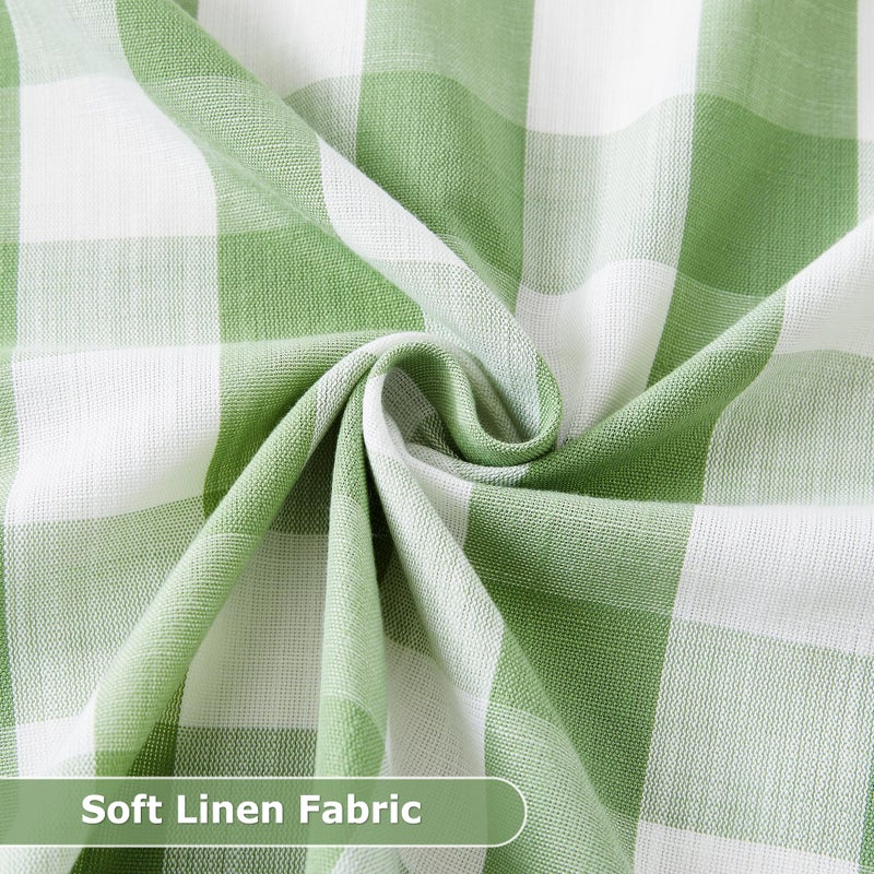 Jubilantex Buffalo Check Semi Sheer Curtain Panels Green and White Gingham Curtains Farmhouse Style Grommet Top for Living Room Bedroom 40"x84",2 Pcs - Image 5