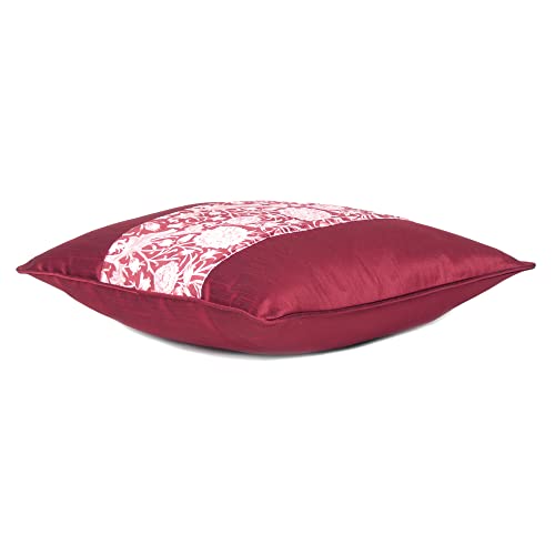 Riara Home Decorative Soft Cushion Cover with Zipper Throw Pillow Cases Square Pillowcase for Sofa, Living Room Decor Set of 2 (16"x16", Maroon Flower) - Image 3