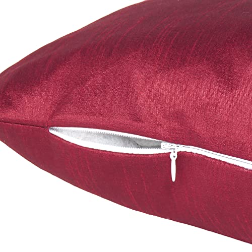 Riara Home Decorative Soft Cushion Cover with Zipper Throw Pillow Cases Square Pillowcase for Sofa, Living Room Decor Set of 2 (16"x16", Maroon Flower) - Image 5